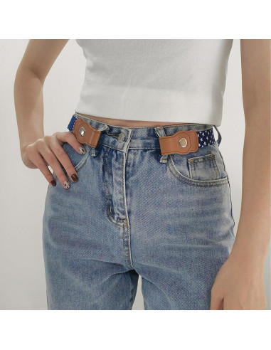 Cinturón elástico sin hebilla ajustable para hombres y mujeres - Negro (Paquete de 4)
