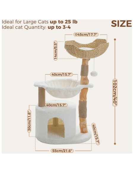 Árbol para Gatos PAWZ Road 101.6 cm con Cesta de Mimbre Árbol para Gatos PAWZ Road 101.6 cm con Cesta de Mimbre