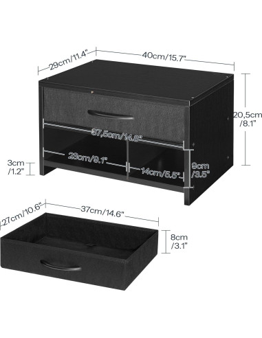 Soporte para Impresora HOOBRO BB08PS01, Estante Organizador Negro