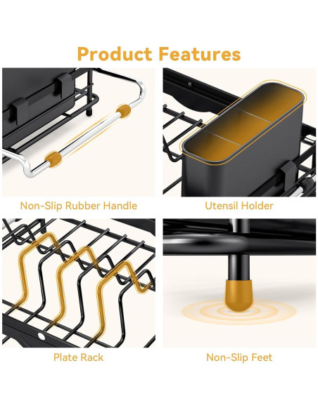 Escurridor de Platos Expandible TOOLF Compacto 53 cm Antideslizante Escurridor de Platos Expandible TOOLF Compacto 53 cm Antideslizante