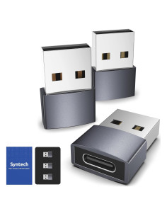 Adaptador USB C a USB Hembra Pack de 3 Syntech Gris Espacial