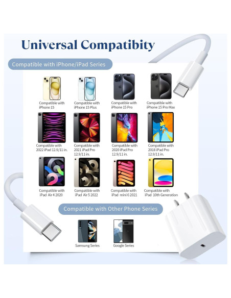 Cargador Rápido USB-C 20W Ximytec + Cable 6FT - 2 Pack Cargador Rápido USB-C 20W Ximytec + Cable 6FT - 2 Pack