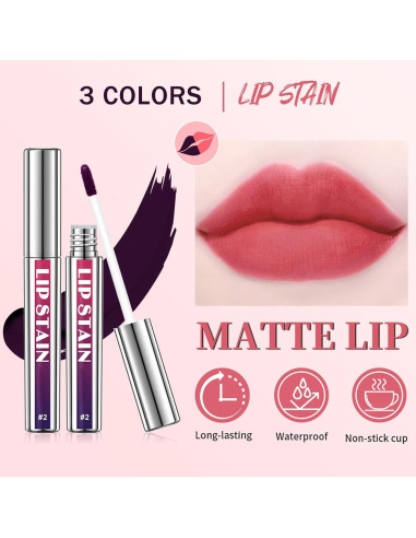 Tinte de Labios Peel Off Bekoeen 3PCS Larga Duración Multicolor