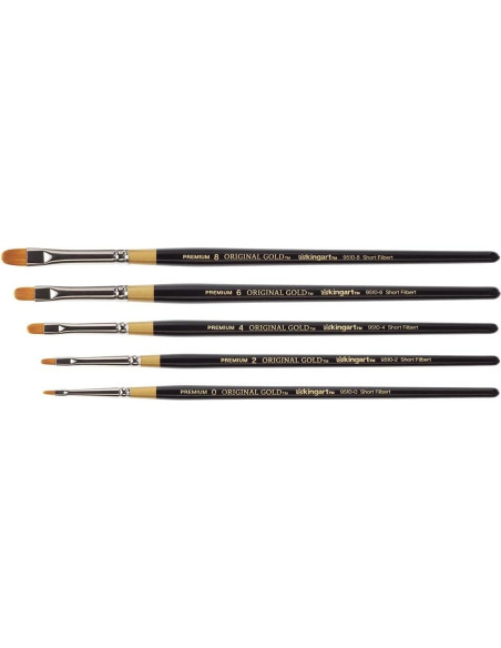 Set de 5 Pinceles Filbert Cortos KINGART B-093 para Pintura Set de 5 Pinceles Filbert Cortos KINGART B-093 para Pintura