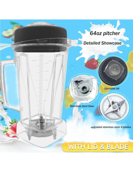 Jarra de licuadora Bxmgr 1.81L clara compatible Vitamix Jarra de licuadora Bxmgr 1.81L clara compatible Vitamix
