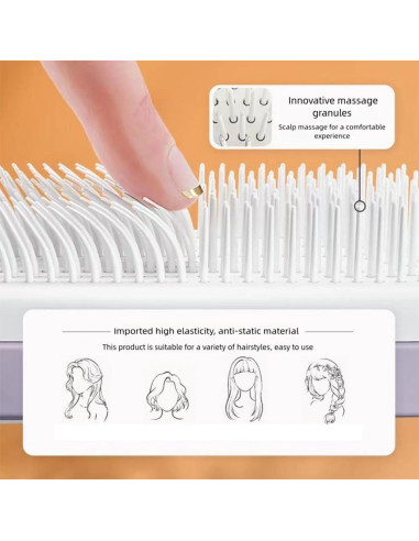 Cepillo de Cabello Autolimpiante Xinqirity Púrpura 24x6cm