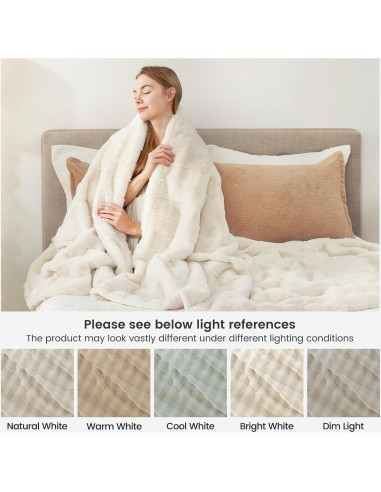 Manta de Piel Sintética Cozy Bliss 127x152 cm Crema Blanco