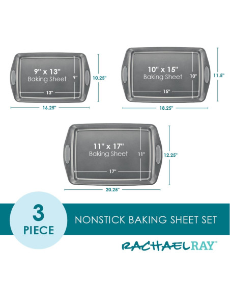 Juego de Bandejas para Hornear Rachael Ray 3 Piezas Antiadherentes Juego de Bandejas para Hornear Rachael Ray 3 Piezas Antiadherentes