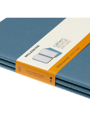 Cuaderno Moleskine Cahier Tapa Blanda Grande Azul 3 Pzas