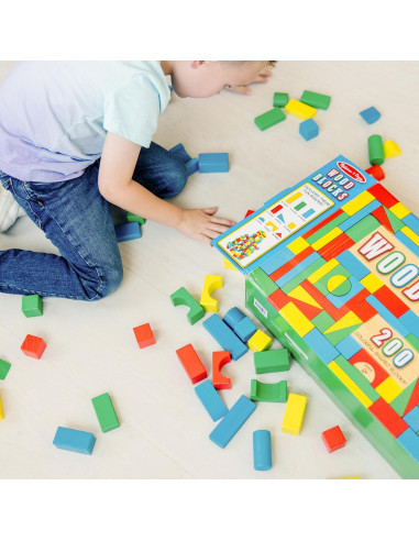 Juego de Bloques de Madera Melissa & Doug - 200 Piezas Colores y Formas