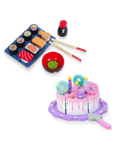 Set de Juguetes de Pastel y Sushi de Madera WoodenEdu para Niños