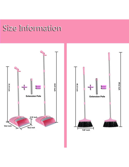 Juego de Escoba y Recogedor Eleckey Rosa Plegable 1.02 kg Juego de Escoba y Recogedor Eleckey Rosa Plegable 1.02 kg