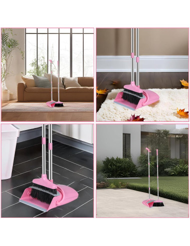 Juego de Escoba y Recogedor Eleckey Rosa Plegable 1.02 kg