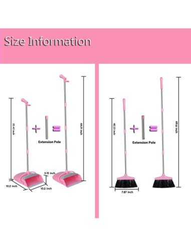 Juego de Escoba y Recogedor Eleckey Rosa Plegable 1.02 kg