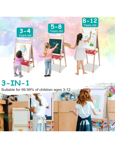 Caballete de Arte para Niños RELAXORIX - Altura Ajustable, Doble Cara Caballete de Arte para Niños RELAXORIX - Altura Ajustable, Doble Cara