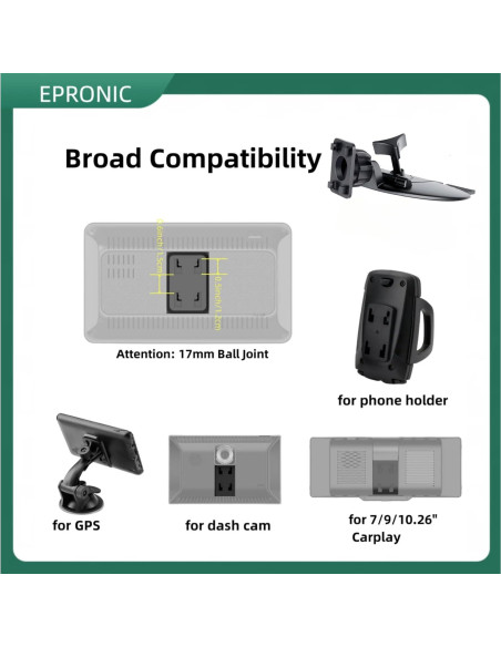 Soporte de Pantalla Carplay Epronic CD3 - 2 Pcs, Universal 17mm Soporte de Pantalla Carplay Epronic CD3 - 2 Pcs, Universal 17mm