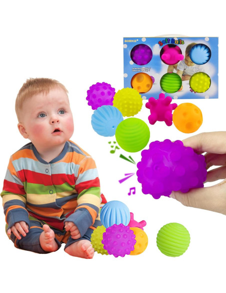 Juego Sensorial para Bebés ROHSCE: 6 Pelotas Texturizadas + 70 Bloques Suaves Juego Sensorial para Bebés ROHSCE: 6 Pelotas Texturizadas + 70 Bloques Suaves