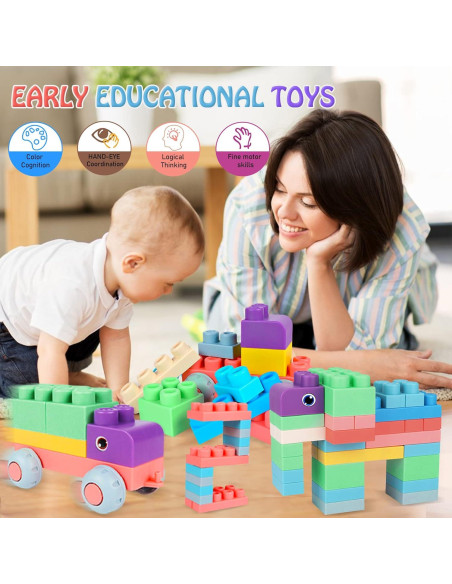 Juego Sensorial para Bebés ROHSCE: 6 Pelotas Texturizadas + 70 Bloques Suaves Juego Sensorial para Bebés ROHSCE: 6 Pelotas Texturizadas + 70 Bloques Suaves