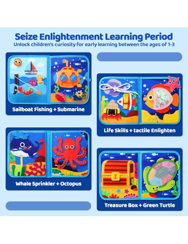 Libro Ocupado Montessori Nangong 19.8x19.8 cm para Niños 1-3 Años