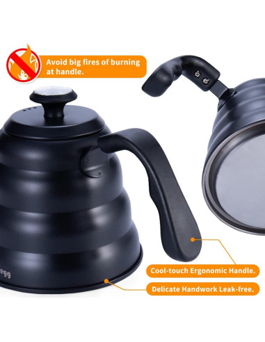 Hervidor de café pour over WENEGG 1.18L acero inoxidable negro
