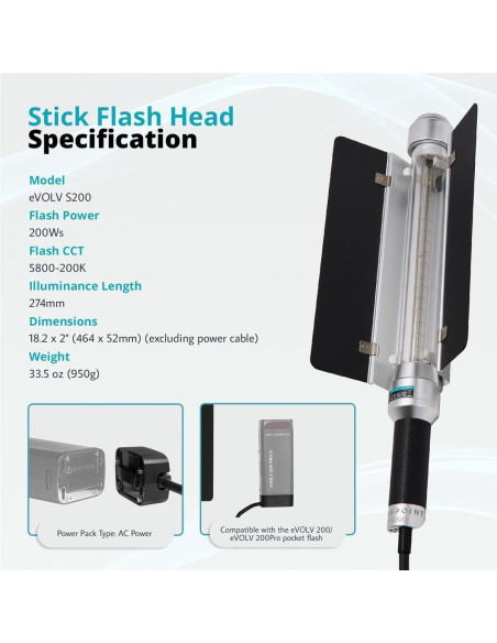 Cabezal de Flash Stick Flashpoint AD-S200 para Godox AD200 Cabezal de Flash Stick Flashpoint AD-S200 para Godox AD200
