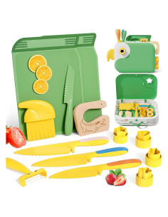 Juego de Cuchillos Montessori para Niños Lullulii - Verde, 14 Piezas
