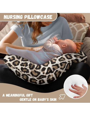 Funda de Almohada de Lactancia Mintulipy Leopardo 55.88x45.72 cm