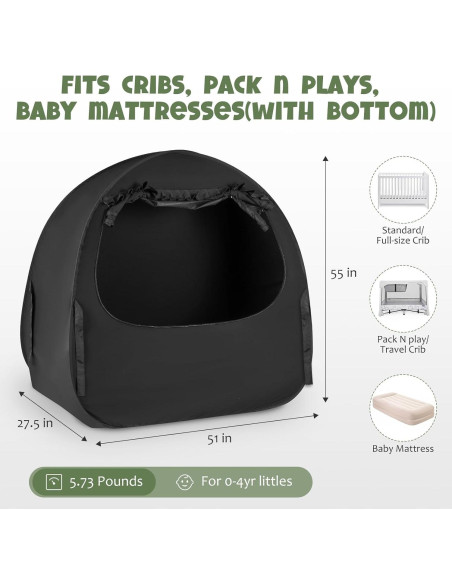Funda de Oscurecimiento BORNA para Cuna y Pack N Play 129.5x69.8cm Funda de Oscurecimiento BORNA para Cuna y Pack N Play 129.5x69.8cm