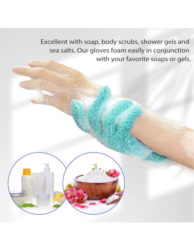Guantes Exfoliantes Evridwear Azul Ángel Pesado 100% Nylon