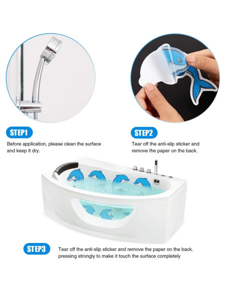 Pegatinas Antideslizantes Secopad para Bañera - 20 Piezas con Delfines Pegatinas Antideslizantes Secopad para Bañera - 20 Piezas con Delfines