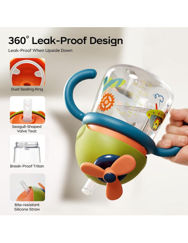 Taza Antiderrame bc babycare 260ml Amarillo con Pajita Silicona