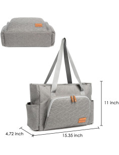 Bolsa de Pañales Solid Mommy Gris con Almohadilla y Clips 2