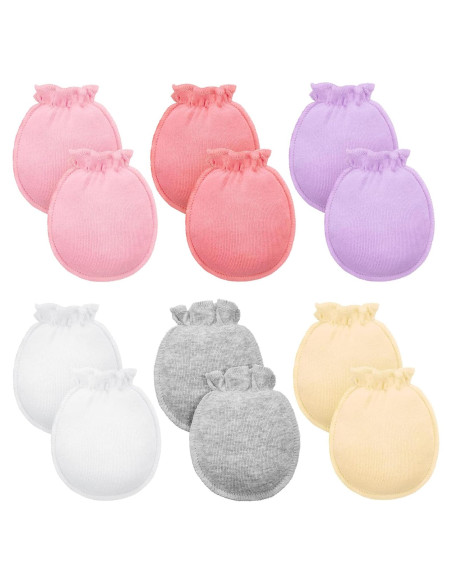 Manoplas para Bebés Syhood 6 Pares Algodón 0-6 Meses Manoplas para Bebés Syhood 6 Pares Algodón 0-6 Meses