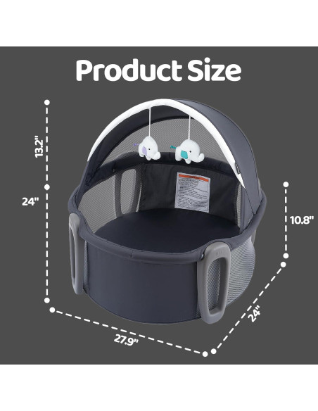 Cuna portátil Pamo babe 2 en 1 con dosel y juguetes para bebés Cuna portátil Pamo babe 2 en 1 con dosel y juguetes para bebés