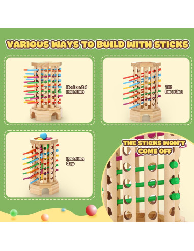 Juego de Mesa Montessori de Madera Hdsahdok - 24 Palitos Coloridos
