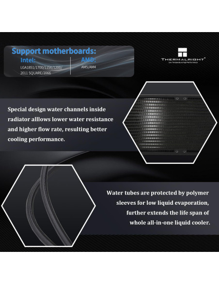 Enfriador de Agua para CPU THERMALRIGHT FW360 Negro ARGB 3 Ventiladores Enfriador de Agua para CPU THERMALRIGHT FW360 Negro ARGB 3 Ventiladores