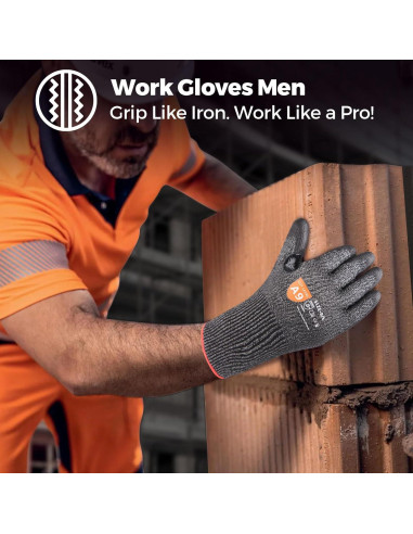 Guantes de trabajo resistentes a cortes Donfri A9 - Unisex, Negro/Rojo