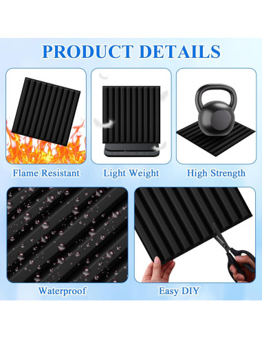 32 Paneles de Pared 3D Nuanchu PVC Texturizado 30x30cm Negro