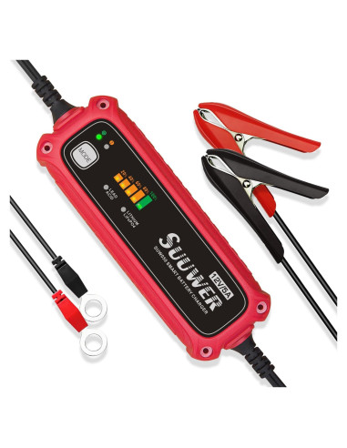 Cargador de Batería Inteligente Suuwer 12V 5A para Coche y Moto