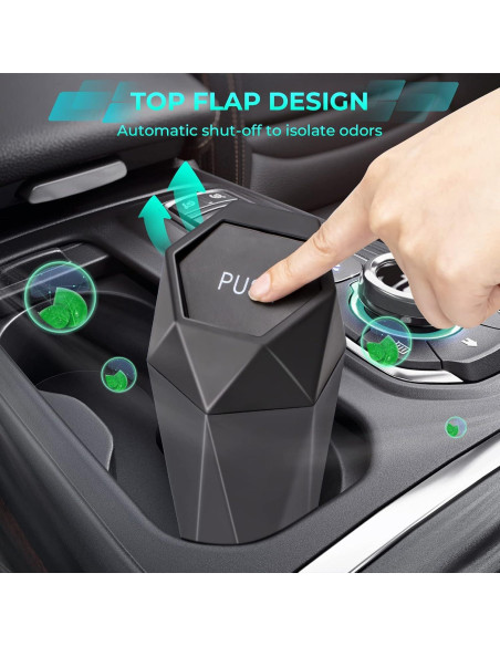 Basurero de Coche Tecfino Mini con Tapa - 2 Paquetes Negro Basurero de Coche Tecfino Mini con Tapa - 2 Paquetes Negro