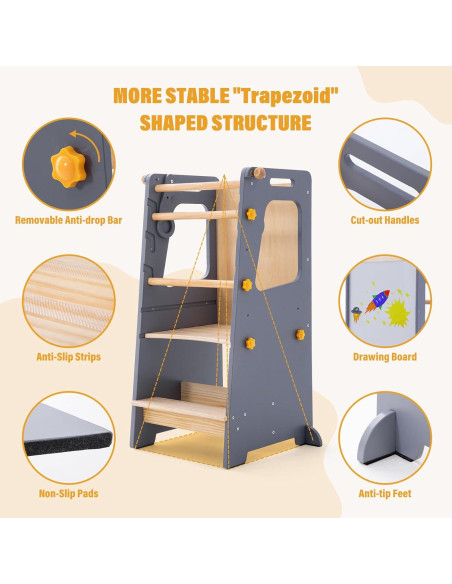 Torre de Pie Ajustable Gewitt para Niños Pequeños - Antideslizante Torre de Pie Ajustable Gewitt para Niños Pequeños - Antideslizante