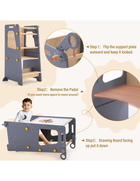 Torre de Pie Ajustable Gewitt para Niños Pequeños - Antideslizante Torre de Pie Ajustable Gewitt para Niños Pequeños - Antideslizante