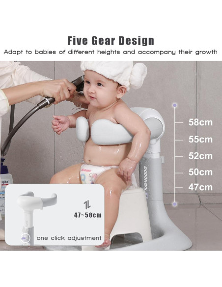 Soporte para Ducha de Bebé Gris 2025 Ajustable Antideslizante Soporte para Ducha de Bebé Gris 2025 Ajustable Antideslizante