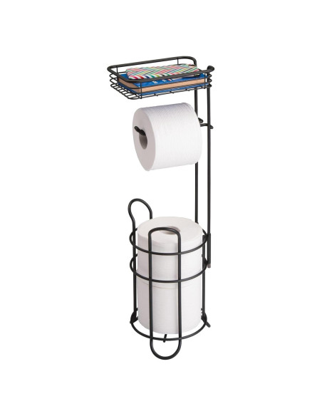 Soporte de Papel Higiénico de Pie Libre mDesign - Negro Mate Soporte de Papel Higiénico de Pie Libre mDesign - Negro Mate