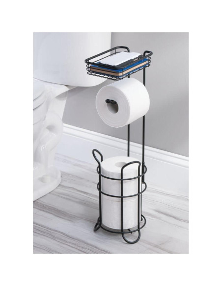 Soporte de Papel Higiénico de Pie Libre mDesign - Negro Mate Soporte de Papel Higiénico de Pie Libre mDesign - Negro Mate