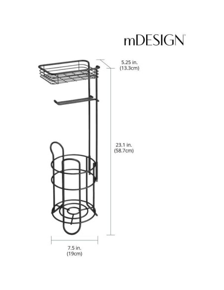 Soporte de Papel Higiénico de Pie Libre mDesign - Negro Mate Soporte de Papel Higiénico de Pie Libre mDesign - Negro Mate