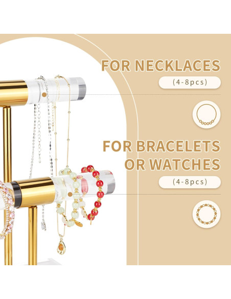 Soporte de Joyería Jolboldy 2 Niveles Dorado Acrílico Soporte de Joyería Jolboldy 2 Niveles Dorado Acrílico