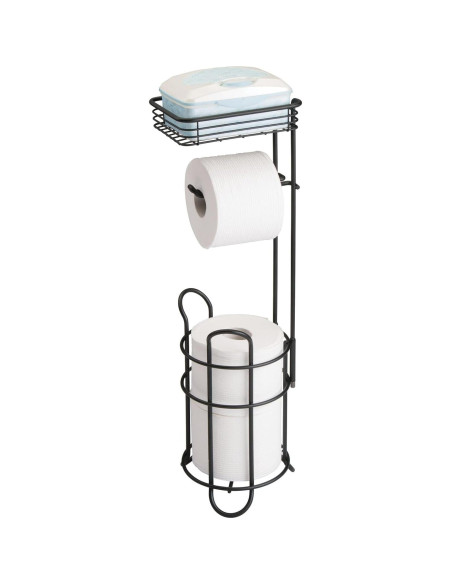 Soporte de Papel Higiénico de Pie Libre mDesign - Negro Mate Soporte de Papel Higiénico de Pie Libre mDesign - Negro Mate