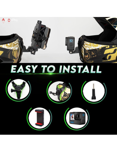 Soporte de Barbilla para Casco Action Pro Verde Compatible con GoPro