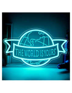 Letrero Neón LED El Mundo Es Tuyo 40x24.4 cm Gevbay